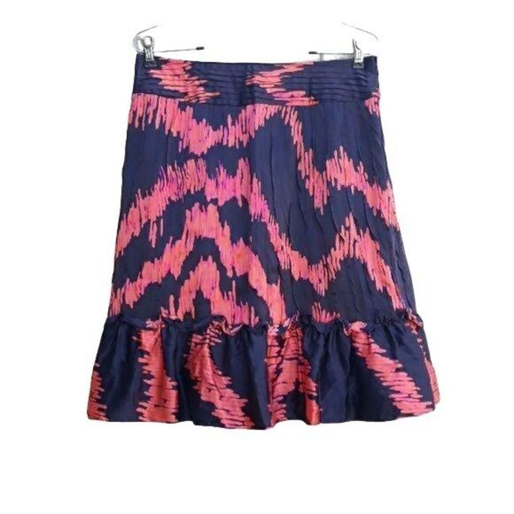 Etcetera Silk Lightening Ruffled Flounce Hem Pintuck Cumberbun Skirt Sz 8 - Picture 5 of 10